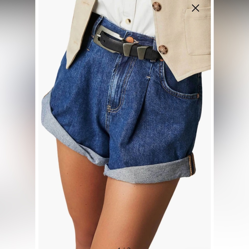 Free People Danni Roll Cuff Denim Shorts